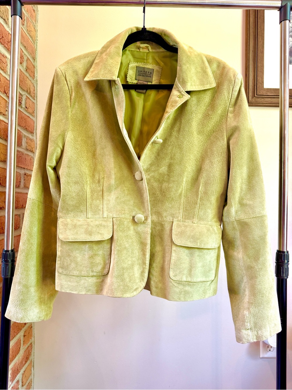 Real Leather Pistachio Green Suede Jacket by UNIFORM John Paul Richard